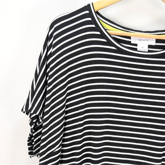 Refinity Striped Short Sleeve Tunic Athflow French Girl Black White Oversized M - Picture 2 of 8